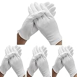 24 Stück (12 Paar) weiße Baumwollhandschuhe für trockene Hände, feuchtigkeitsspendend, Kosmetik,...