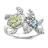 JewelryWeb Damen-Armband aus 925er-Sterlingsilber, Rhodium, Peridot und Lt Schweizer Blautopas,...