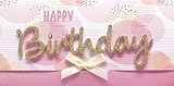 Perleberg Geburtstagskarte Lettering Surprise - Happy Birthday, rosa Kreise - 11 x 22 cm