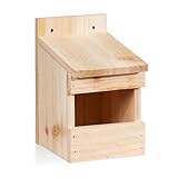 Relaxdays Halbhöhle Nistkasten, Vogelkasten zum Aufhängen, unbehandeltes Holz, Amsel, Flugloch, 20...