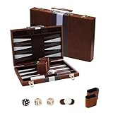 Backgammon Holz,15zoll-Klappbares Backgammon-Set Aus Natürlichem Walnussholz, Klassisches...