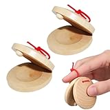 SGERUFZ 2 Pcs Kastagnetten aus Holz für Kinder Fingerkastagnetten Rhythmus-Klöppel Musikalisches...