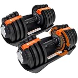 BodySport 18 kg verstellbare Hantel, Paar - Enthält 12 freie Gewichte, von 3 bis 18 kg, ideal für...