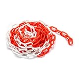 Wiltec Absperrkette 5 m lang mit Ø 6 mm, robuste Kunststoffkette rot-weiß, Sicherheitskette ideal...