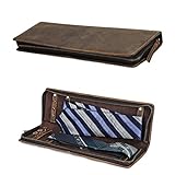 Hiram Krawatten-Aufbewahrungsbox Leder-Krawatten-Aufbewahrungsbox für 2 Krawatten mit Schlitzen...