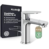 KLUDI-X1 Niederdruck Waschtischarmatur, Auslaufhöhe 95 mm, wassersparender Wasserhahn Bad Größe...