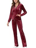 MessBebe Trainingsanzug Damen Hausanzug Set Jogginganzug Velours Sportanzug Freizeitanzug 2 Teilig...