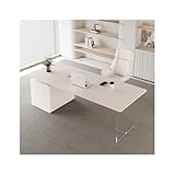 GFHTRELY Computer-Schreibtisch, Computer-Schreibtisch, reinweiß, aus cremefarbenem Schiefer, für...