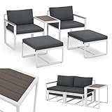 Juskys Gartenmöbel Sofa Set 5-teilig Bari mit Tisch & Polster - Metall Gartenlounge - Balkonmöbel...