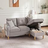 L-förmiges modernes Sofa, 3-Sitzer-Sofa mit Chaiselongue, Stauraum, integriertem Getränkehalter,...