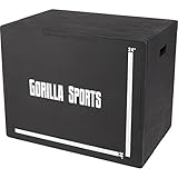 GORILLA SPORTS® Plyo Box - mit 3 Sprunghöhen, 76x51x60,5cm, bis 500 kg Belastbar, Holz, Schwarz -...