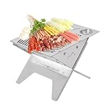 Faltbarer Grill, Einstellbarer BBQ Grill, Edelstahl Faltbarer Grill, Rostfreier Platzsparender...