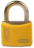 ABUS Messing Vorhängeschloss mit Schlüssel Gelb gleichschließend, Bügel-Ø 6mm x 23mm