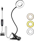 Foneso Klemme Lampe, 48 LEDs Dimmbare Leselampe Bett, 3 Modi und Stufe 10 Dimmen, 360° Flexibel USB...