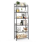 PouHenier.jh 6 Stufen Standregal Bücherregal Leiterregal, Stabiles Metallgestell Eckregal Wandregal...