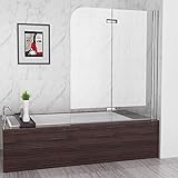 MIQU 120 x 140 cm Badewannen 2 TLG. Faltwand Aufsatz 180° Duschwand Duschabtrennung 6mm Nano Glas...
