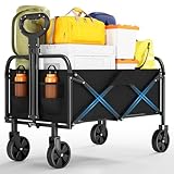 Bollerwagen faltbar XL, Strandwagen Tragkraft bis 172KG, Klappbarer Handwagen mit 360°drehbare...