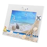 VICASKY 1 Stück Maritimer Holz Bilderrahmen in Weiß Fotoanzeige für Kreative Tischdekoration für...