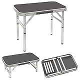 Bo-Camp Alu Mini Campingtisch Beistelltisch Koffertisch Garten 2 Höhen 34x56 Grau