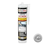 Isolbau Sanitär Silikon 1 x 300 ml Hellgrau - Hochelastischer Silikon-Dichtstoff für Abdichtungen...