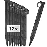 com-four® 12x Erdnagel aus Kunststoff - langlebiger und UV-beständiger Bodenanker für Camping,...