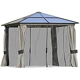 Outsunny Luxus Pavillon Gartenpavillon Gartenzelt Alu Partyzelt mit lichtdurchlässigem PC Dach 295...