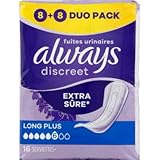 Always Discreet Servietten für Blasenschwäche Frauen Long Plus 16 Tücher extra sicherer Schutz...