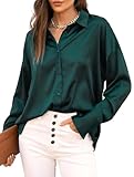 Jhsnjnr Damen Satin Bluse Longsleeve Klassische Hemdbluse V Ausschnitt Seidenbluse Business Oufit...