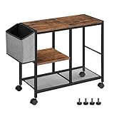 MAHANCRIS Druckertisch mit Rollen, Druckerständer mit Tasche, 3 Ebenen Druckerwagen, 63 x 30 x 60...