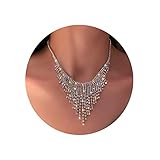 Handcess Silber Kristall Halskette Quaste Strass Choker Halsketten Sparkly Nightclub Party Schmuck...