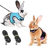 2 Stück Kaninchen Leine, Blau & Rosa Einstellbar Hasenleine, Elastisch Kaninchen Geschirr,...