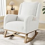 BHFFTHK Schaukelstuhl,Stillsessel Schaukelsessel mit Lendenkissen,Teddy Velvet Gepolsterter Sessel...