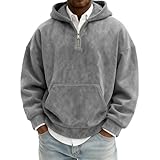 DENGJIAMY Herren-Kapuzenpullover mit 1/4-Reißverschluss, trendiger Herbst-Kapuzenpullover,...