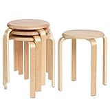 IBUYKE 4er Set Esszimmerhocker, Holzstapelstuhl mit Rutschfester Matte, Stapelhocker für...