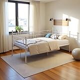 FetiNes Klassisch Tagesbett Gästebett Bettrahmen Einzelbett Metallbett Bettsofa mit Lattenrost für...