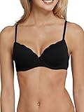 Schiesser Damen Bügel Mit Schale Und Spitze - Pure Cotton BH, Schwarz_157412, 85C EU