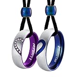 Whoiy Pärchen Kette, Partnerkette Edelstahl Halskette Herz Kette mit Anhänger Blau Lila 6mm...