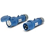 CEE Stecker & Kupplung Set 230V/16A 3p blau IP44 Camping - Mennekes