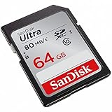 SanDisk Ultra SDXC Memory Card Up to 80 MB/s, Class 10, U1, 64 GB, Black/Grey
