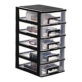 Lurrose Schubladenbox Kunststoff 5-Stöckig Schwarz Transparenter Organizer für Schreibtisch und...