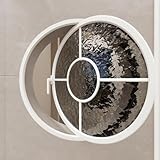 HDZNDH Rundes Drehfenster Aus Gehärtetem Glas Mit Griff, 360° Drehbarer Aluminiumflügel Für...