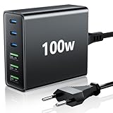 FINIBO USB C Ladegerät Mehrfach: 100W 6-Port Schnellladegerät mit USB-C und USB-A, Tragbarer USB C...