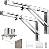 MINISOISO Klappkonsole Schwerlast, 350mm Regalhalter Edelstahl mit Schrauben & Dübel, Wandmontierte...