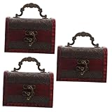 UPKOCH 3 Stück Vintage Schatztruhen aus Holz mit Deckel und Schloss Dekorative Aufbewahrungsboxen...