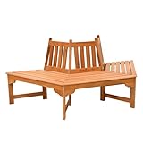 Spetebo Eukalyptus Baumbank halbrund geölt - 155 x 78 cm - Holz Baum Bank Hälfte Natur -...