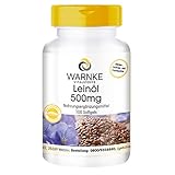 Leinöl Kapseln - pflanzliche Omega 3-6-9 Kapseln - hochdosiert - Flaxseed Oil 500mg - 100 Softgels...