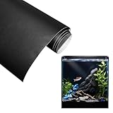 Silkwish Statisch Haftender Aquariumhintergrund Schwarzer, 30 x 200CM Aquarium Folie Rückwand,...