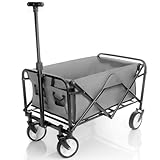 BigDean kompakter Bollerwagen faltbar grau bis 80kg belastbar – platzsparend zusammenklappbar...