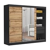 Brent - Kleiderschrank mit Spiegel und Schubladen 235cm Breit Chelsea Tomy, Schwebetürenschrank mit...
