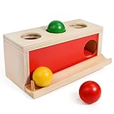 Zuxbolf Montessori Spielzeug ab 1 Jahr Holz Kugelbahn mit Objektpermanenz Box Motorikspielzeug...